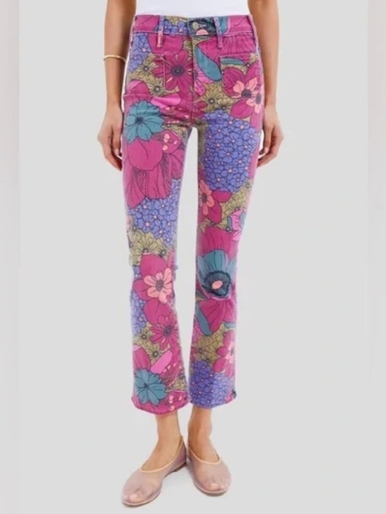 MOTHER Denim - NEW MOTHER The Patch Pocket Insider High Rise Jeans Psychic Floral size 29